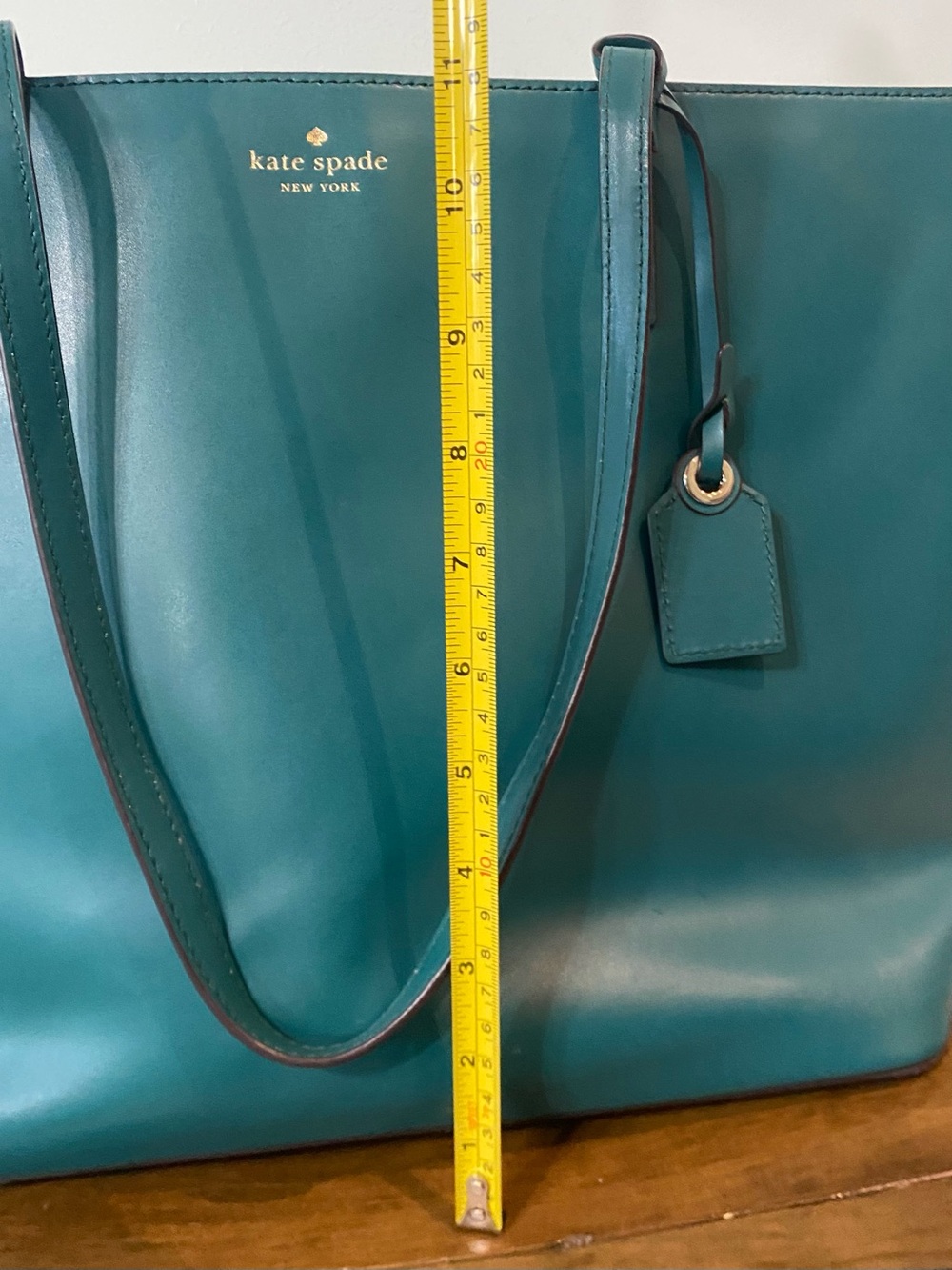 kate spade Teal Green Leather Tote Bag - Picture 10 of 11